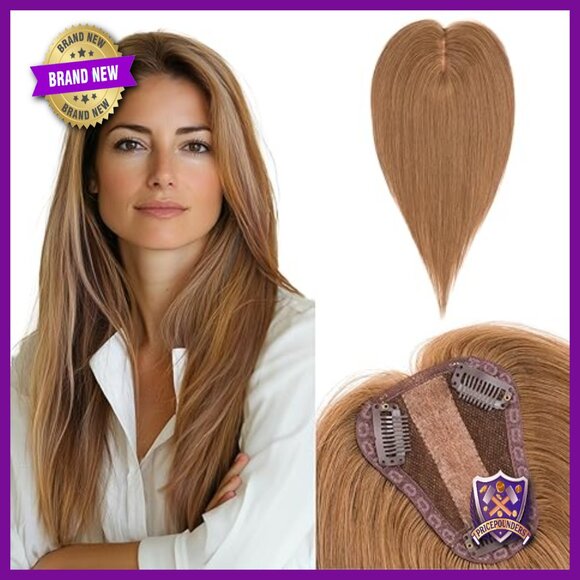 Real Human Hair Topper Clip In 8x10cm Silk Base Lightweight 30g main image 4